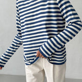 Monochrome Ease | Striped Knit Top with Relaxed Fit