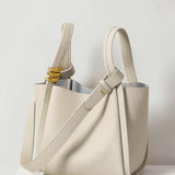 Aurelia Bucket | Structured Leather Tote with Gold Accents