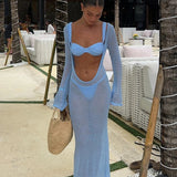 Azure Mirage | 3 Piece Mesh Maxi Beachwear Set