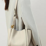Aurelia Bucket | Structured Leather Tote with Gold Accents