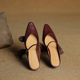Virelia | Leather Mary Jane Mules Refined Pointed Comfort