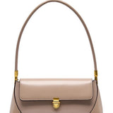Élégance Rue | Structured Leather Shoulder Bag with Gold Hardware