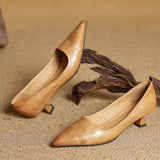 Cavelle | Leather Kitten Heel Pumps Refined Timeless Elegance