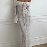 Natas | Lace Off Shoulder Maxi Gown