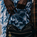 Luna Zip | Crescent Shoulder Bag with Silver Accents