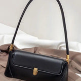 Élégance Rue | Structured Leather Shoulder Bag with Gold Hardware