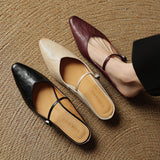Virelia | Leather Mary Jane Mules Refined Pointed Comfort