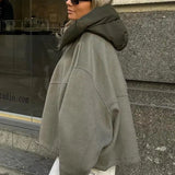 Urban Halo | Oversized Hooded Zip Jacket with Adjustable Hem