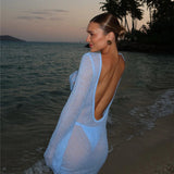 Azure Mirage | 3 Piece Mesh Maxi Beachwear Set
