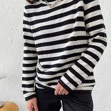 Monochrome Ease | Striped Knit Top with Relaxed Fit