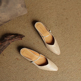 Virelia | Leather Mary Jane Mules Refined Pointed Comfort