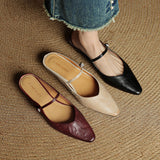 Virelia | Leather Mary Jane Mules Refined Pointed Comfort