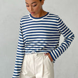 Monochrome Ease | Striped Knit Top with Relaxed Fit