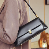 Élégance Rue | Structured Leather Shoulder Bag with Gold Hardware