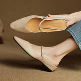 Virelia | Leather Mary Jane Mules Refined Pointed Comfort