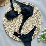 Selene Eclipse | One Shoulder Gold Accent One Piece Swimsuit