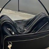 Luna Zip | Crescent Shoulder Bag with Silver Accents