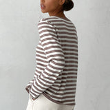 Monochrome Ease | Striped Knit Top with Relaxed Fit