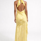 Soléa | Yellow Halter Open Back Maxi Dress
