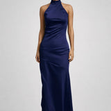 Soléa | Yellow Halter Open Back Maxi Dress