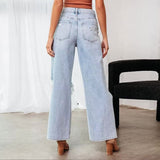 Billie Denim | High Waist Wide Leg Ripped Jeans