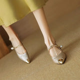Savanna | Pearl Strap Kitten Heel Pumps
