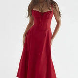Floriane Roselle | Floral Corset Midi Summer Dress