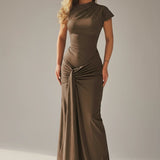 Arlienne | Lace Up Back Flowing Maxi Gown