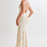 Floréa | Knit Floral Dress Sculpted Backless Elegance