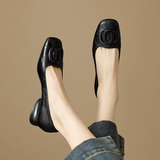 Monarch Edge | Square Toe Leather Hardware Flats