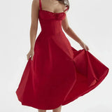 Floriane Roselle | Floral Corset Midi Summer Dress