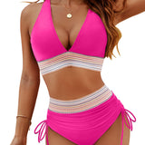Azure Contour | V Neck Push Up Bikini Set