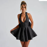 Élan Muse | Backless Pleated Mini Dress