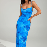 Azélie | Sapphire Floral Cowl Neck Maxi Dress