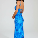 Azélie | Sapphire Floral Cowl Neck Maxi Dress