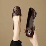 Monarch Edge | Square Toe Leather Hardware Flats