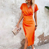 Almira | Casual V Neck Midi Dress