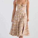 Floriane Roselle | Floral Corset Midi Summer Dress