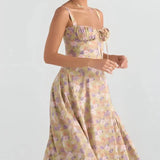 Floriane Roselle | Floral Corset Midi Summer Dress