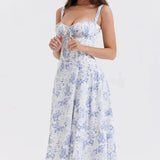 Floriane Roselle | Floral Corset Midi Summer Dress