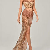 Noir Savannah | Animal Print Cowl Neck Maxi Dress