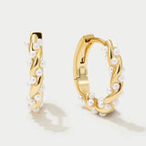 Pearl Twist | Gold Huggie Hoop Earrings