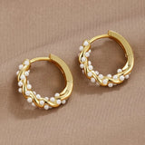 Pearl Twist | Gold Huggie Hoop Earrings