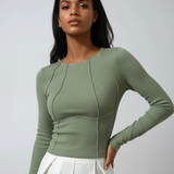 Eloria | Fitted Ribbed Long Sleeve Top