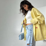 Dachsy Knit | Oversized Embroidered Cardigan with Button Front