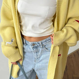 Dachsy Knit | Oversized Embroidered Cardigan with Button Front