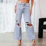 Billie Denim | High Waist Wide Leg Ripped Jeans