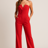 Velmique | Tailored Jumpsuit Wide Leg Structured Bodice
