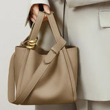 Aurelia Bucket | Structured Leather Tote with Gold Accents