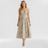Floravienne | Floral Corset Sleeveless Midi Summer Dress